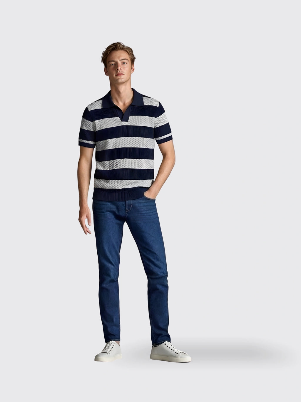 Striped Knitted Polo Shirt