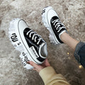 Newspaper Trifle Bottom Trendy Casual Heightening Sneakers Black