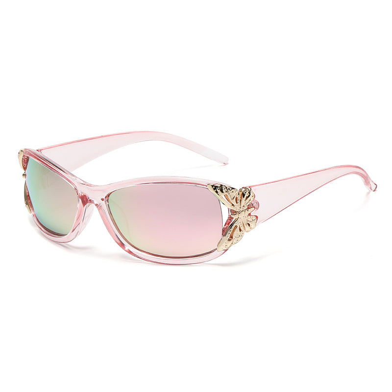 Wraparound Driving Sunglasses In European And American Style Pink Frame Pink Mercury