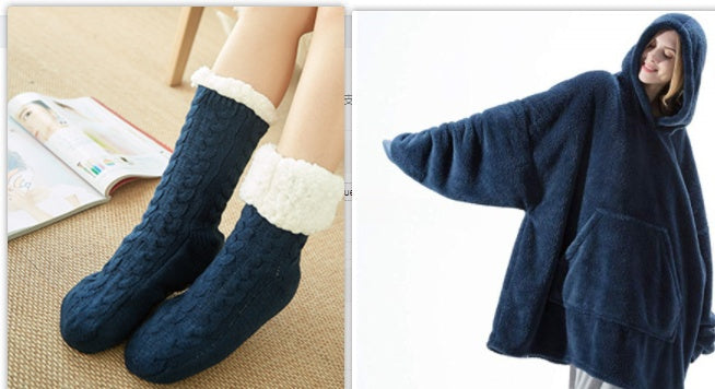 Hoodie Sweatshirt With Big Pocket Wearable Blanket