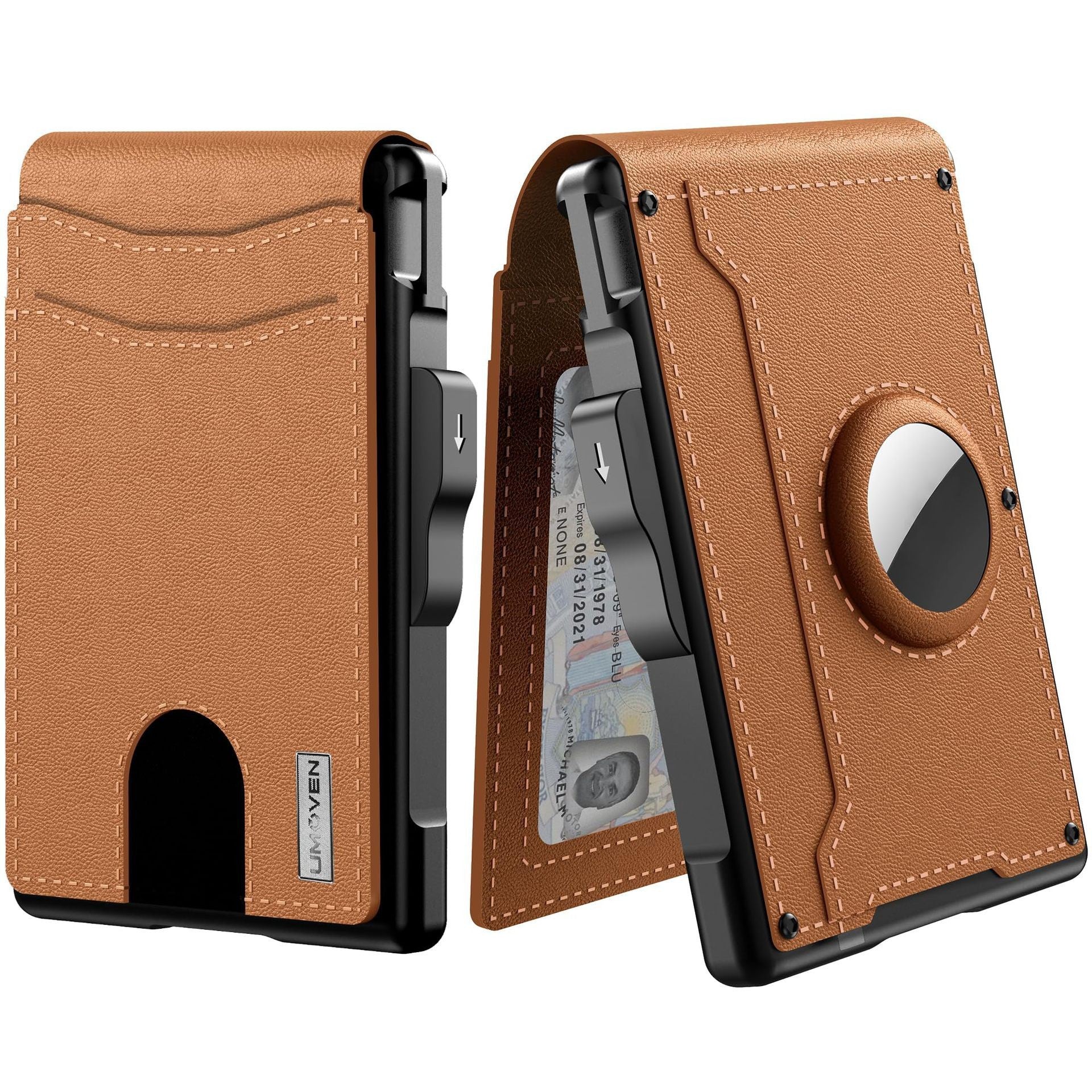 Mens Metal Card Case & Card Holder High-Capacity Anti-Skimming Wallet Orange