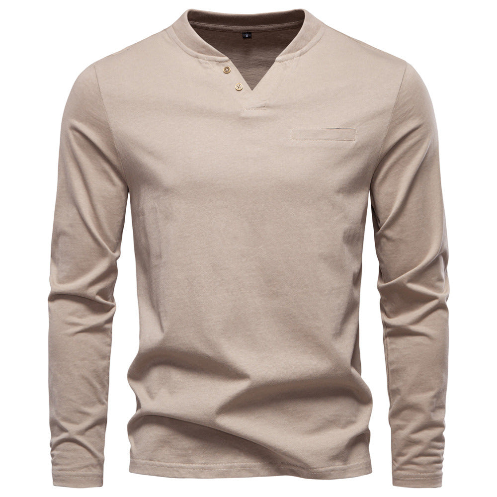 V Neck Slim Fit Base Layer Shirt Khaki