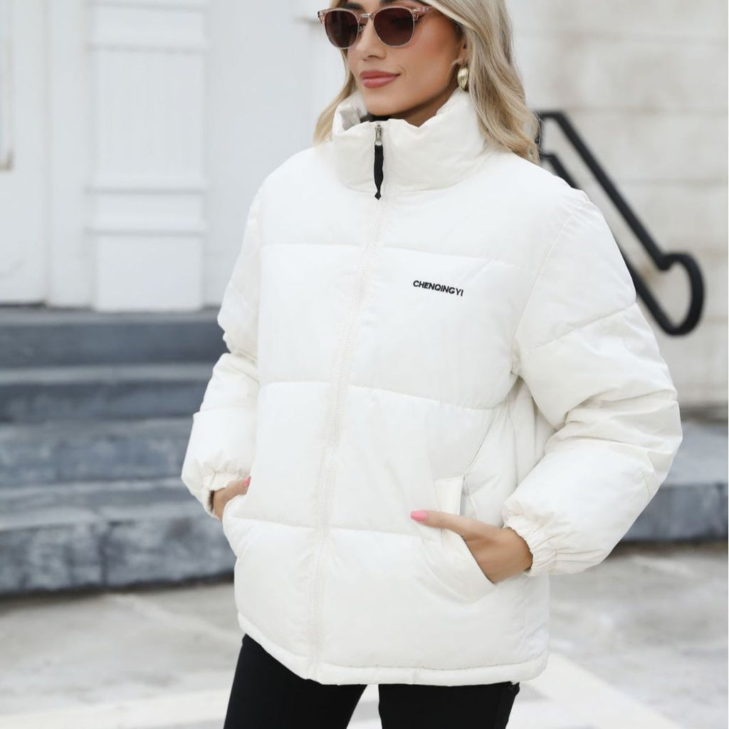 Casual Windproof Down Cotton Coat White