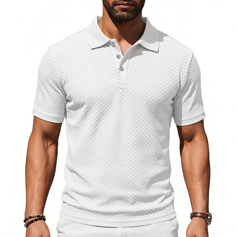 Mens Plaid Polo Shirt Breathable