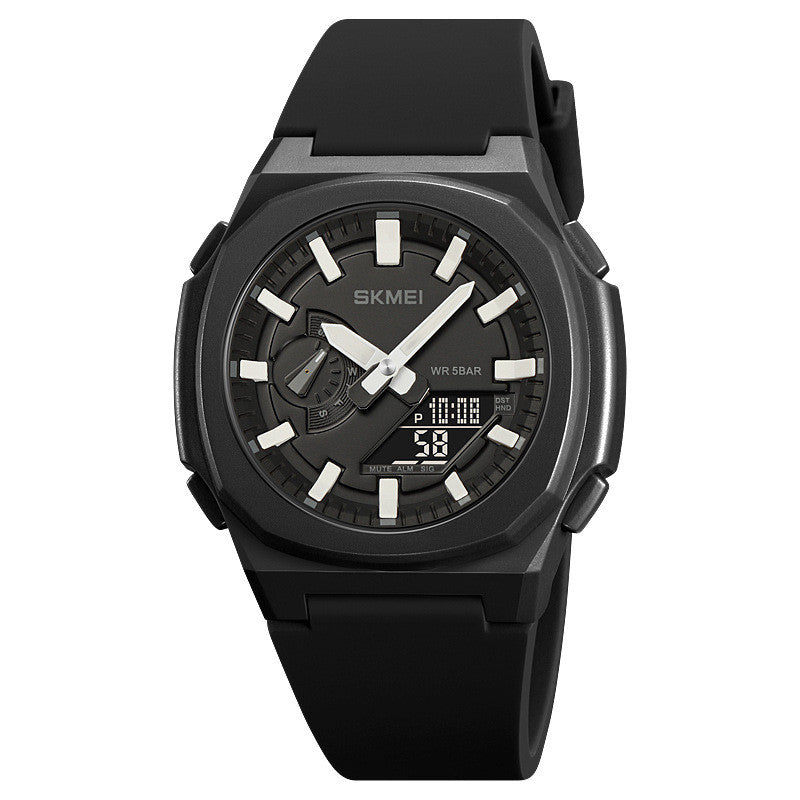Quartz Waterproof Multi-function Chronograph Alarm Digital Watch White Carving