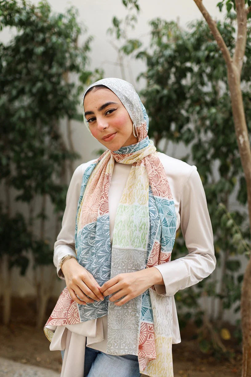 Satin Hijab Printed Shawl Headscarf 50style Above 175cm