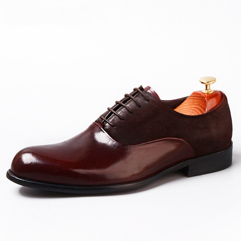 Vintage British Business Mens Formal Leather Shoes Wine Red
