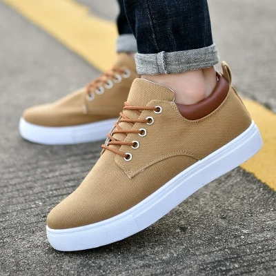Breathable Mens Casual Canvas Sport Shoes Khaki
