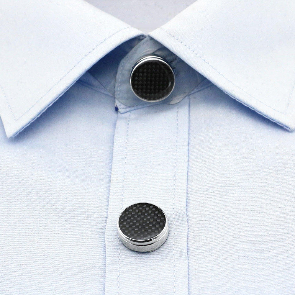 Illegal Button Men's Round Carbon Fiber Cufflink