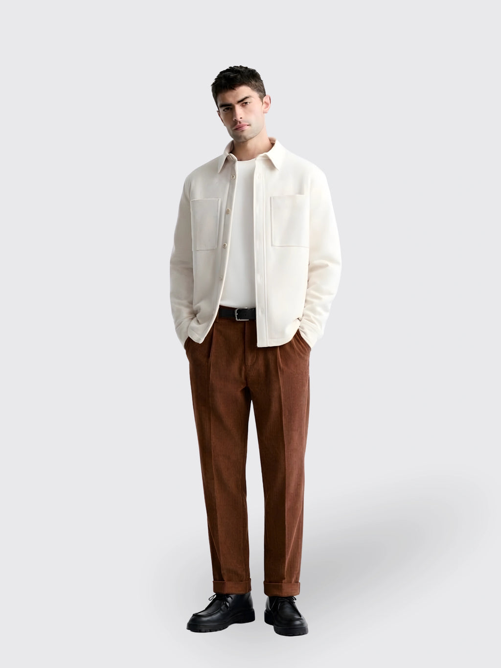 Corduroy Straight High Waist Casual Pants Men