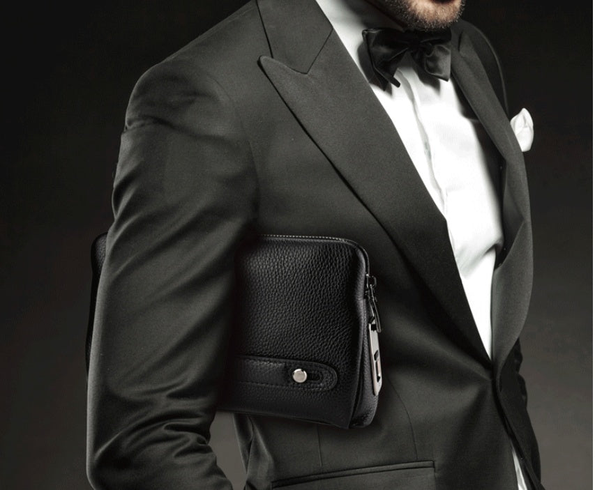 Mens Wallet Fingerprint Lock Bag