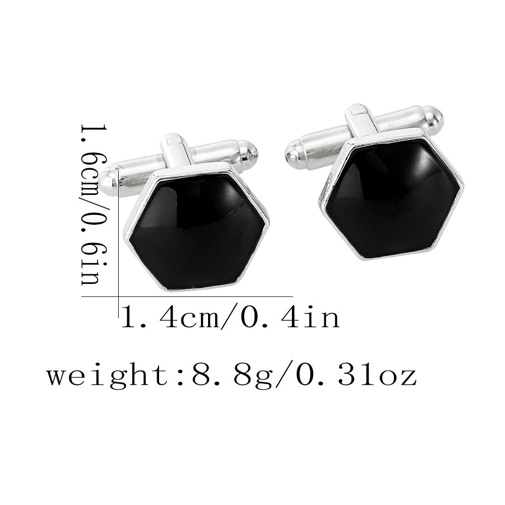 Geometric Hexagon Black Cufflinks Shirt Versatile Cufflink B1618