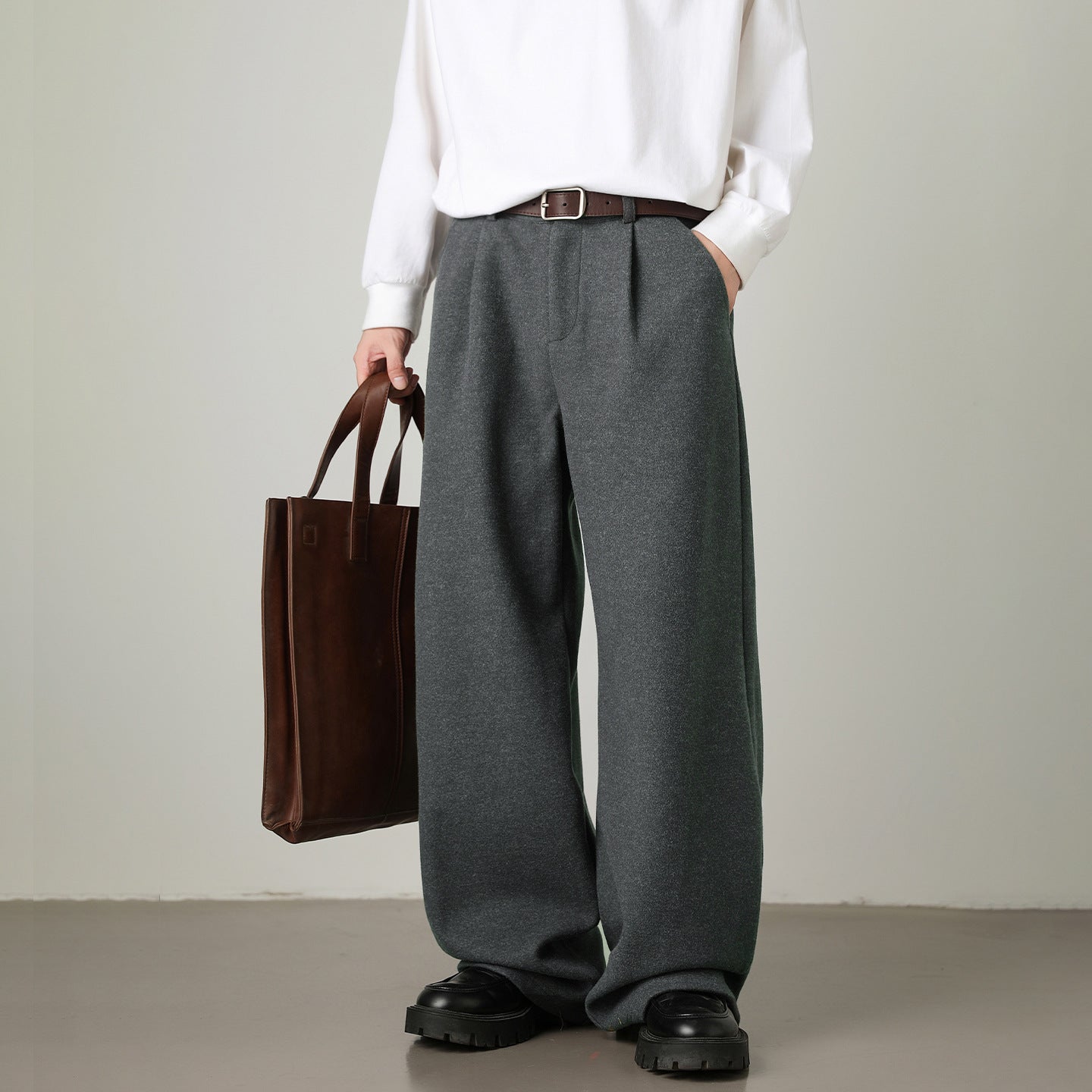 Thickened Wide-leg Pants Old-money