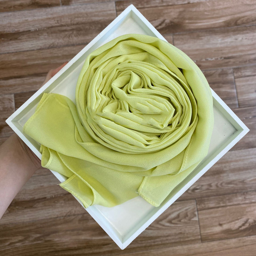 Women's Hijab Solid Pearl Chiffon Scarf Autumn fragrant green