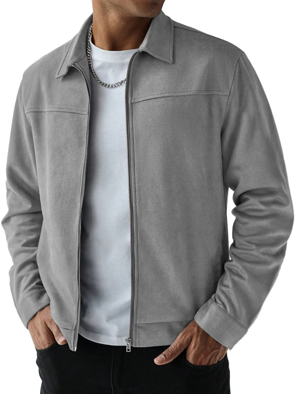 Casual Versatile Long Sleeve Jacket Gray