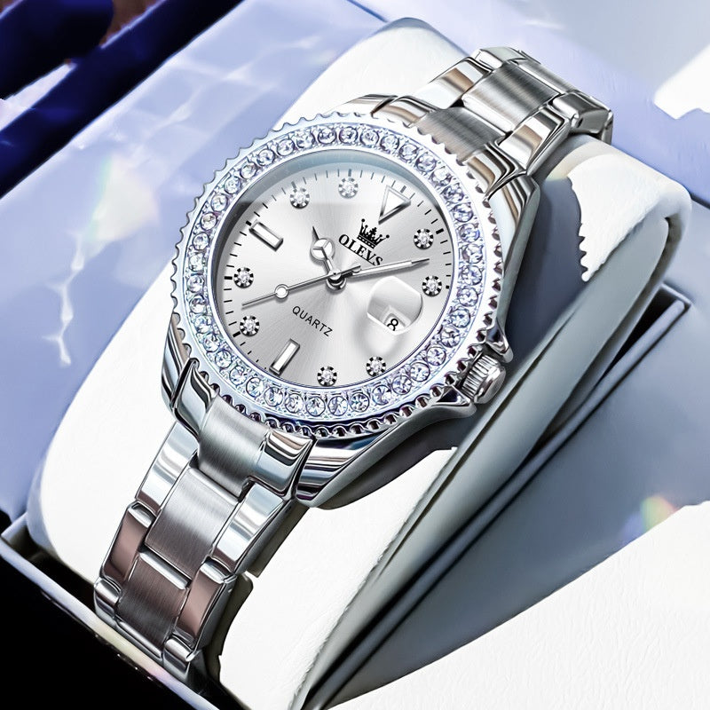 Stylish Business Quartz Womens Watch Steel Strip White