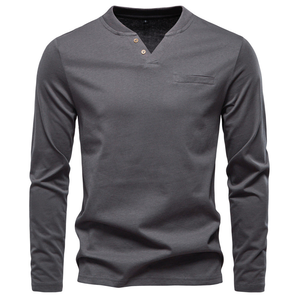 V Neck Slim Fit Base Layer Shirt Dark Gray