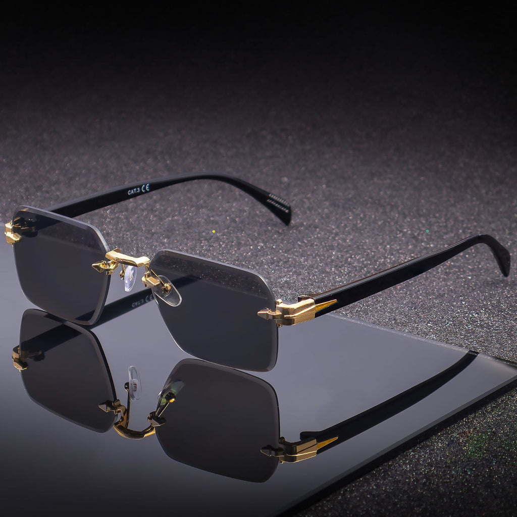 Men's Frameless Fashion Sunglasses Free Size Black And Gray