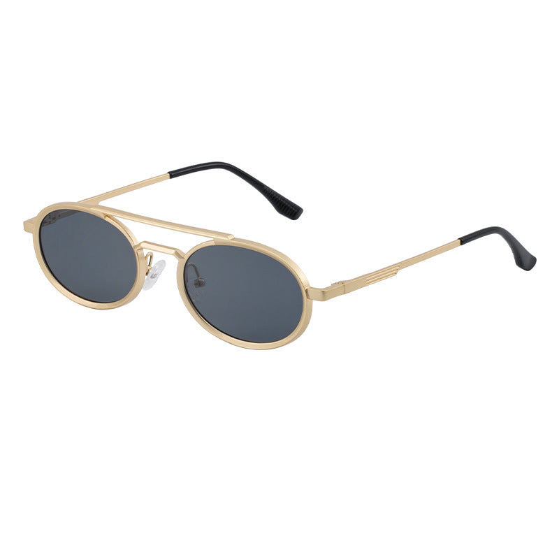 Retro-style Oval-frame Steampunk Sunglasses C6