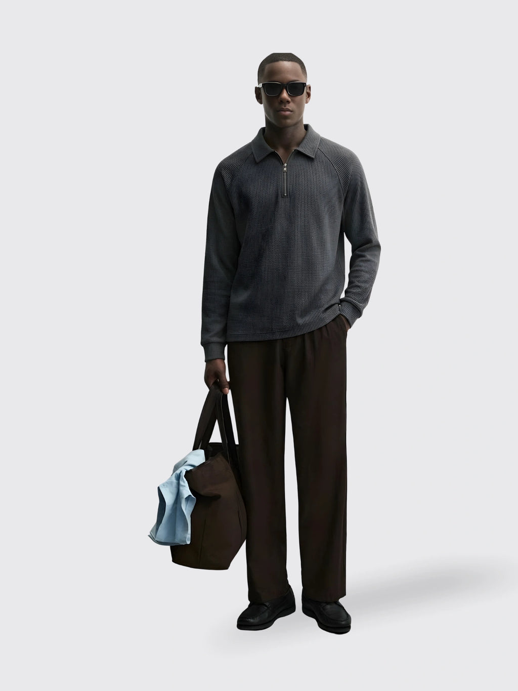 Waffle-Textured Polo Shirt