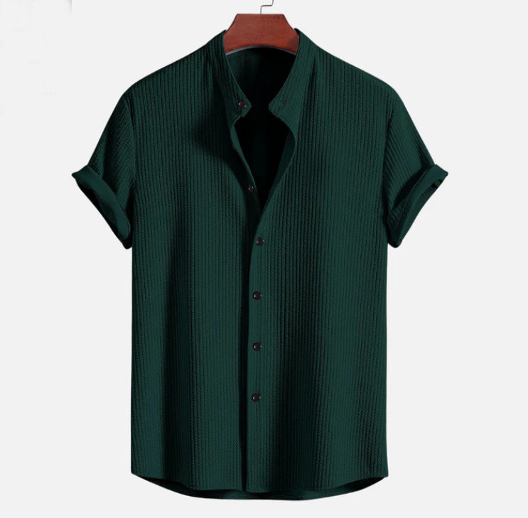 Short Sleeve Loose Shirt Dark Green