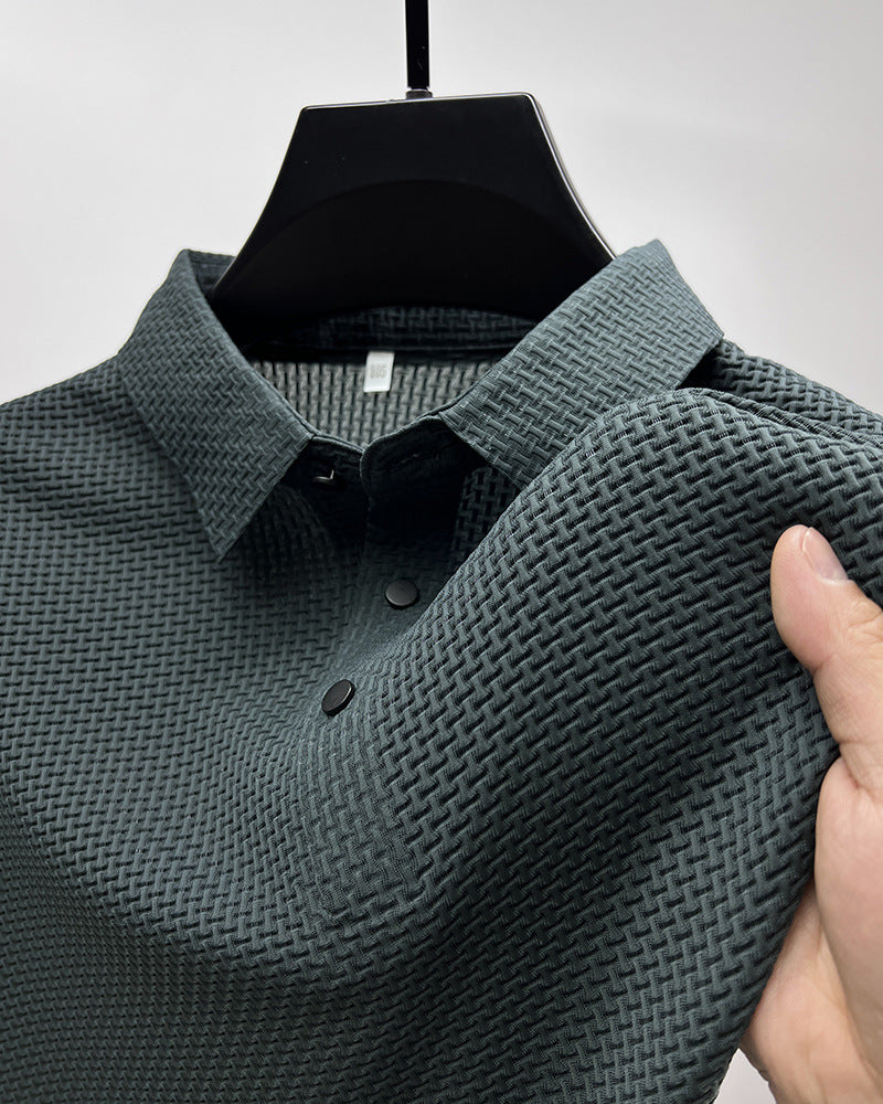 Mesh Ice Silk Short Sleeve T-shirt Gray Green 1pcs