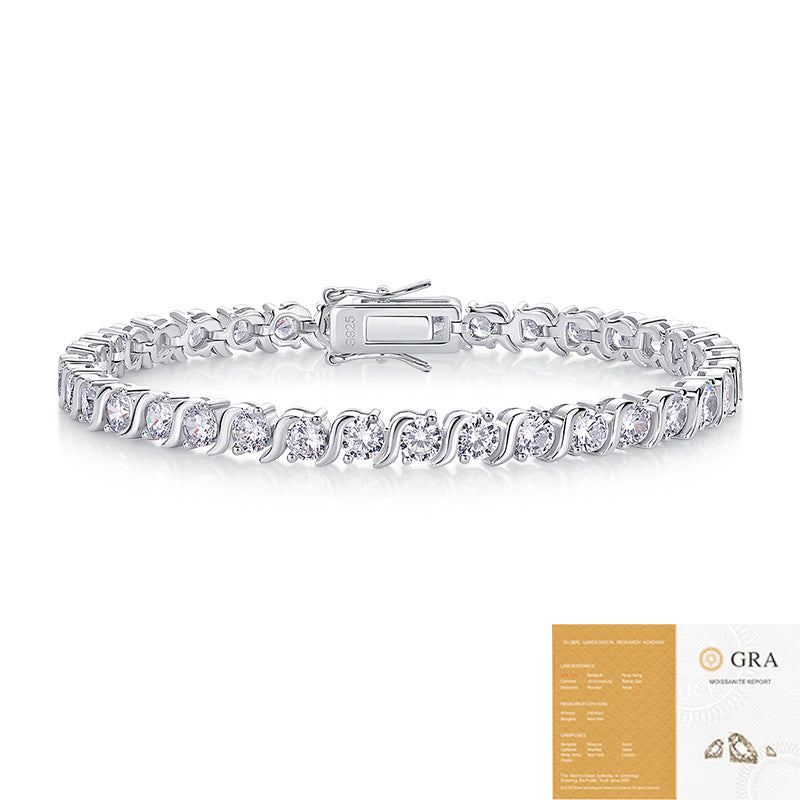 925 Silver Horoscope Buckle Full Inlaid Bracelet With Certificate