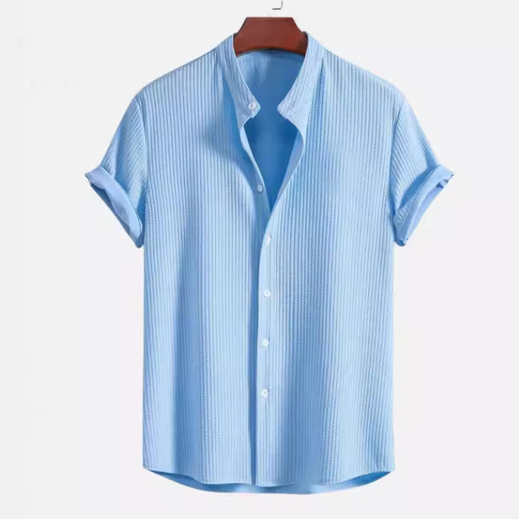 Short Sleeve Loose Shirt Light Blue XS