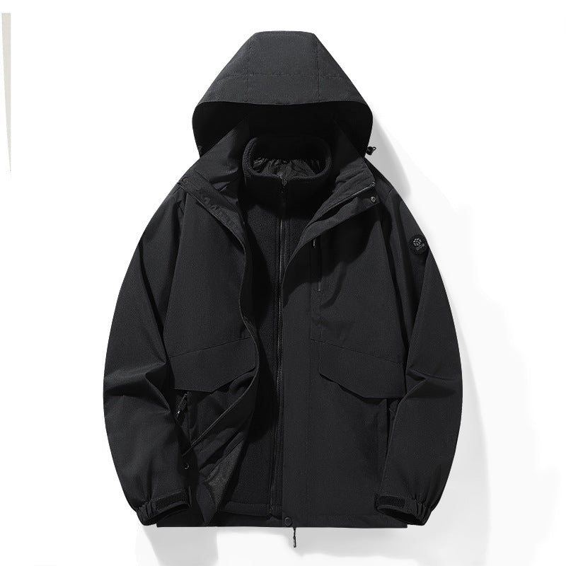 Womens Detachable 3-in-1 Hardshell Jacket Coats Black