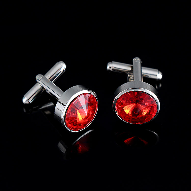 Multicolor French Men's Shirt Metal Cufflink Red