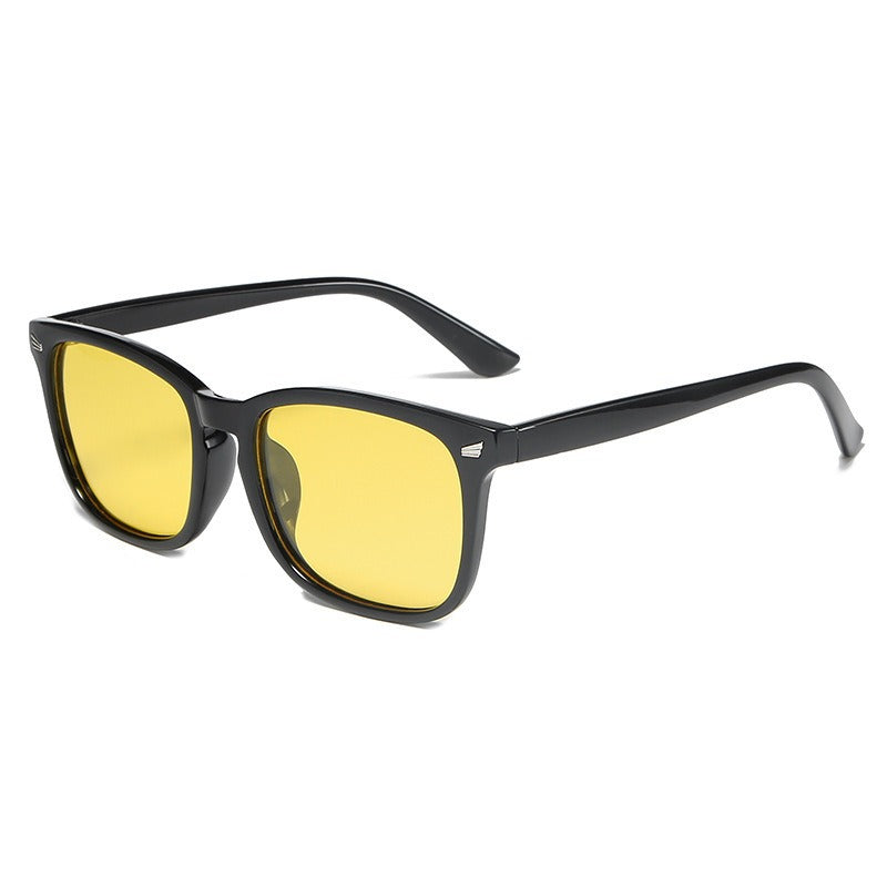 Minimalist Glasses High-definition Polarized Lenses For Men And Women Black Frame Yellow Film