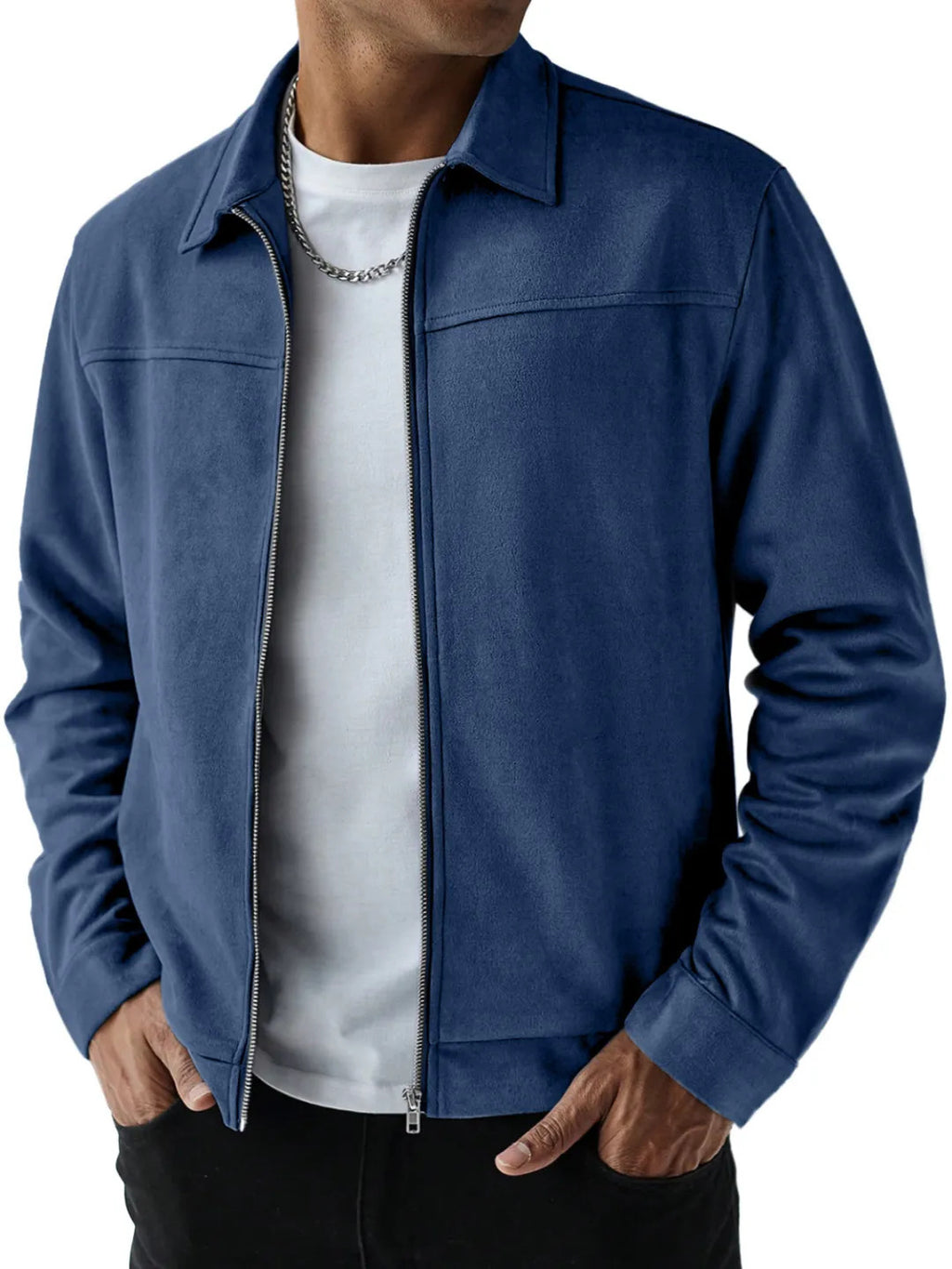 Casual Versatile Long Sleeve Jacket Sapphire Blue