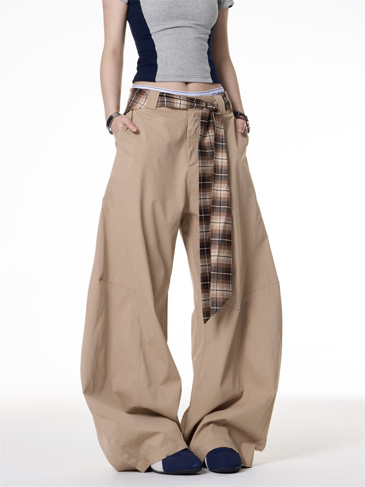 Retro Machete Casual Wide-leg Pants khaki