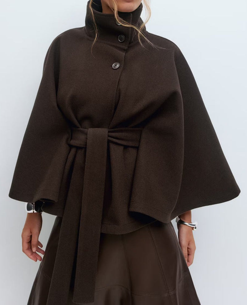 Elegant Button Top Trench Coat Brown