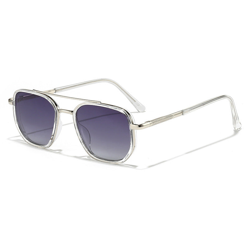 New UV-Protective Chanel-Style Metal Sunglasses For Men Transparent Gradient Gray