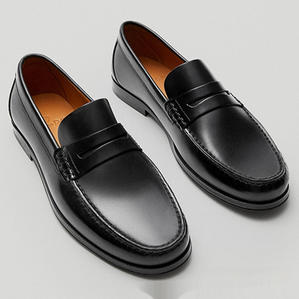 Retro Calfskin Handmade Leather Loafer Black