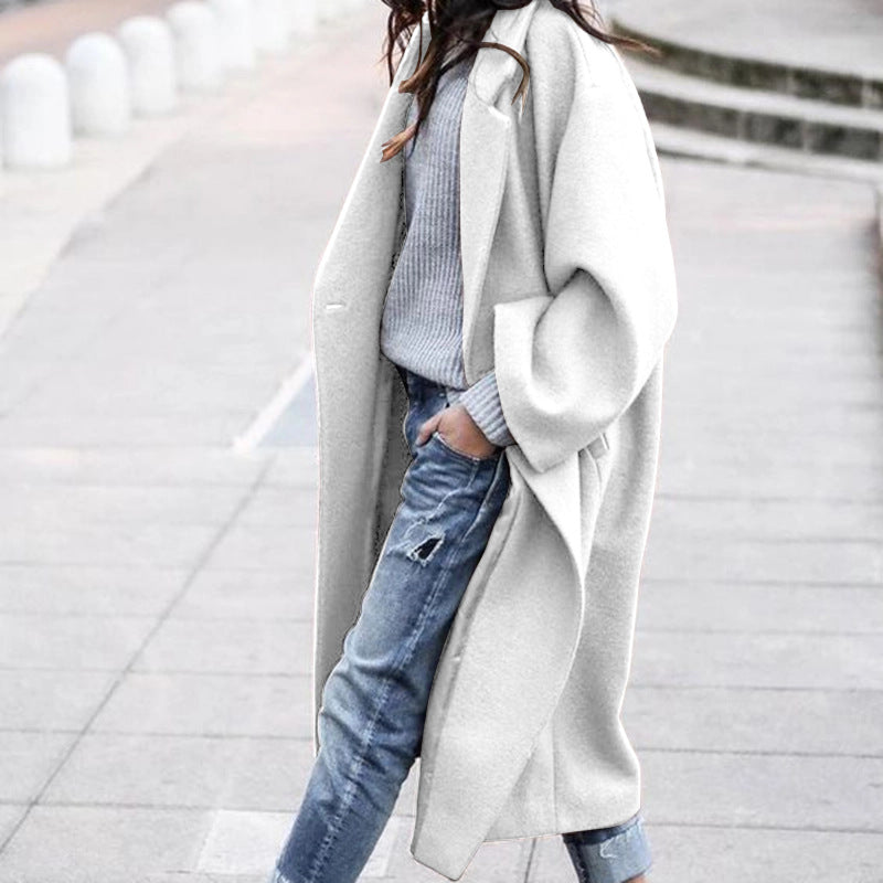 Casual Long Jacket With Pockets White