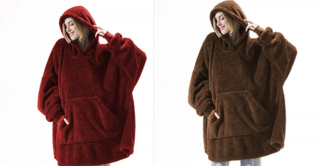 Hoodie Sweatshirt With Big Pocket Wearable Blanket