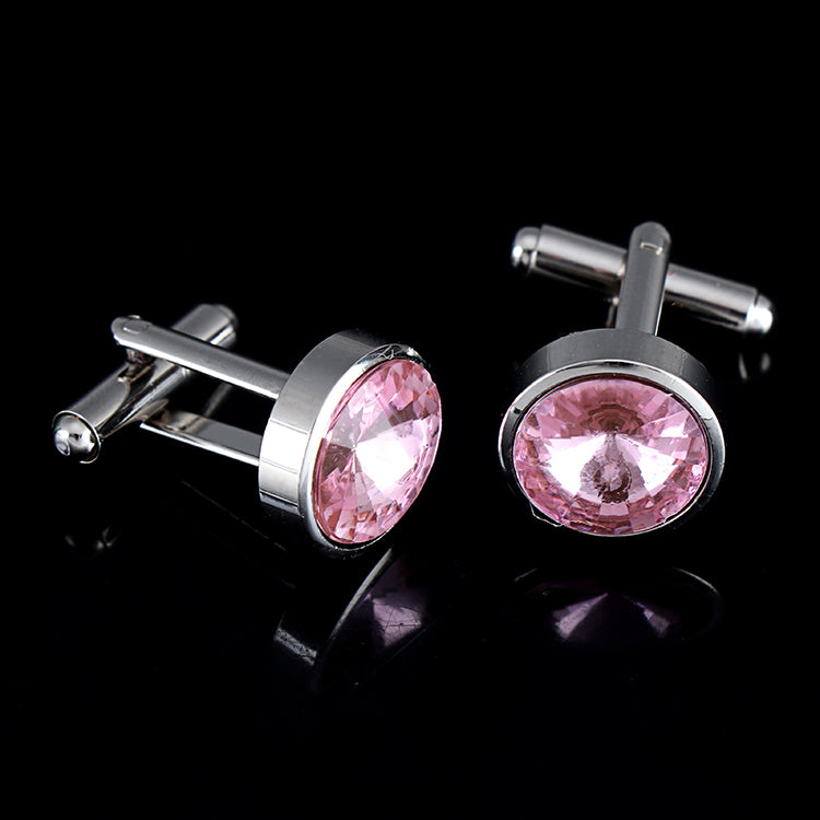 Multicolor French Men's Shirt Metal Cufflink Pink
