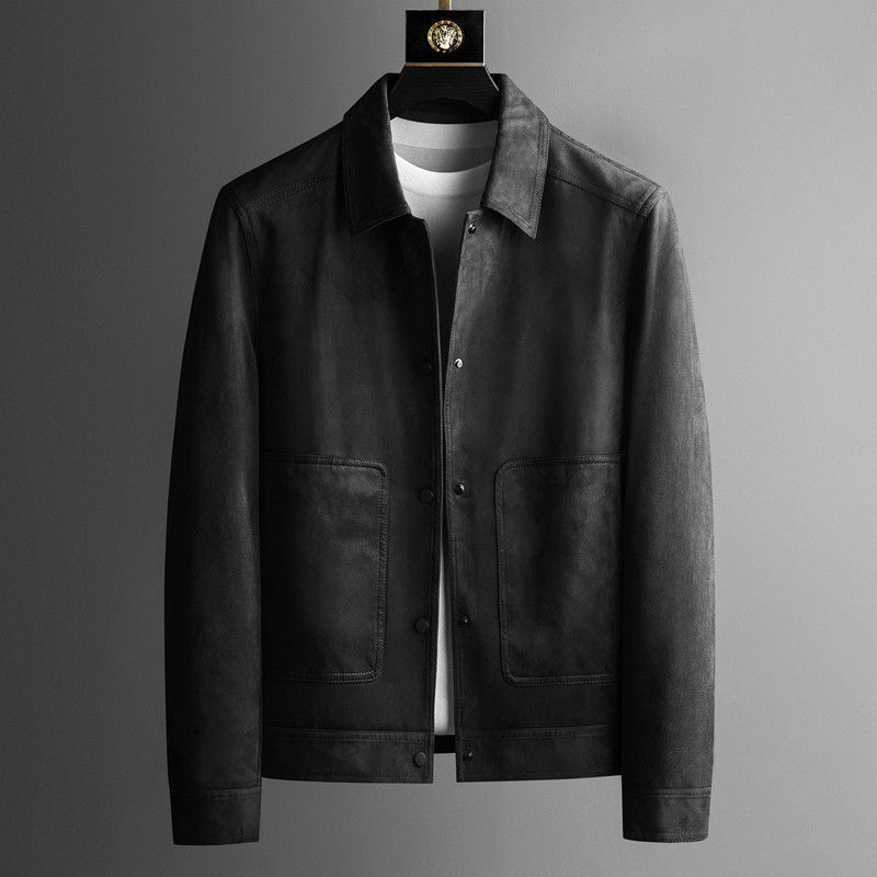 Brand High-grade Lapel Casual British Style Jacket Pu Shuai Easy Matching Clothes Black
