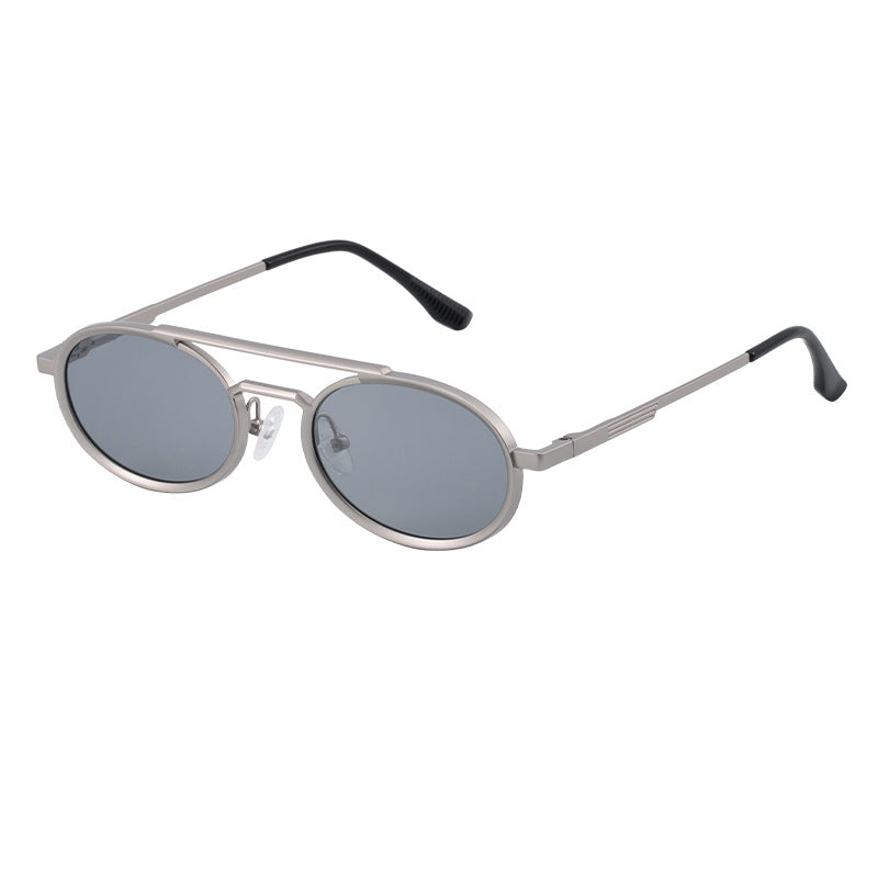 Retro-style Oval-frame Steampunk Sunglasses C10