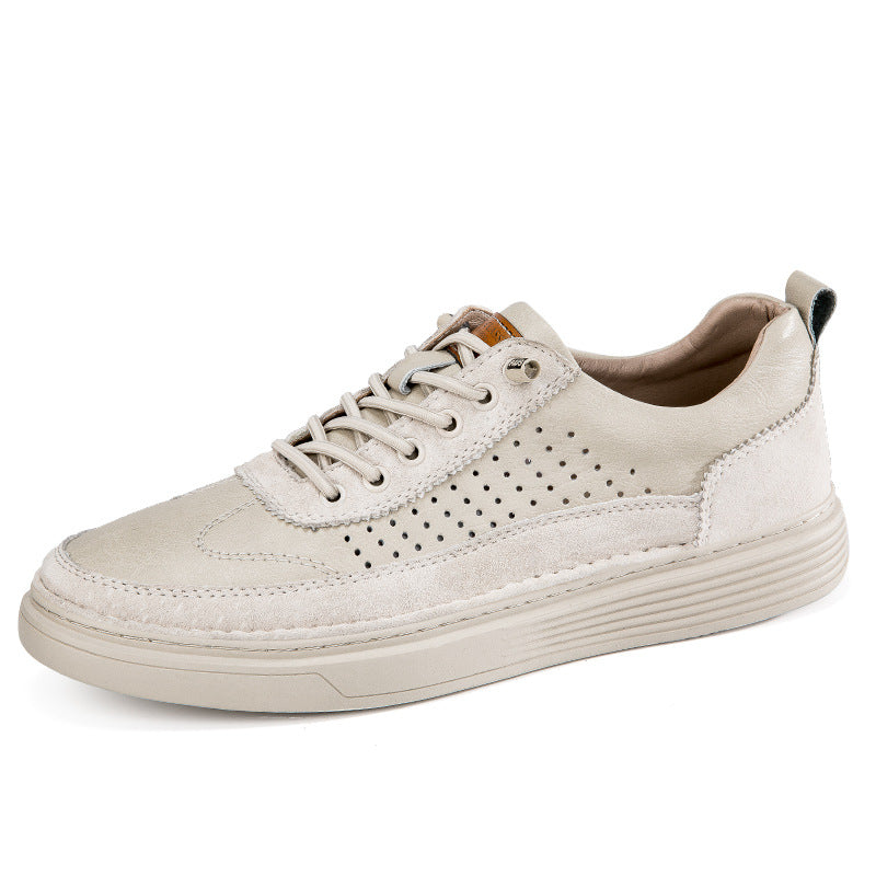 Summer Men's Shoes Beige Hollow