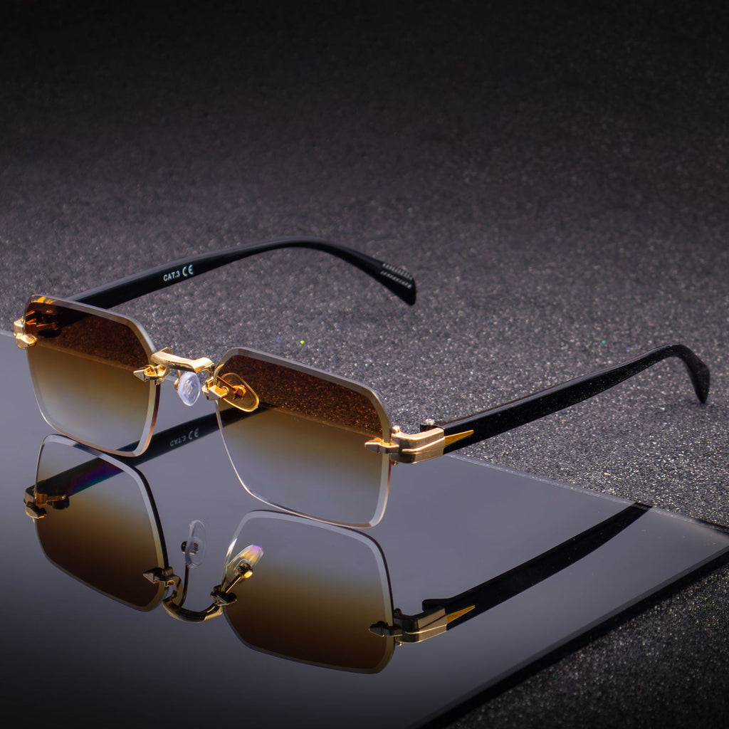 Men's Frameless Fashion Sunglasses Free Size Double Tea