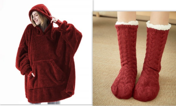 Hoodie Sweatshirt With Big Pocket Wearable Blanket