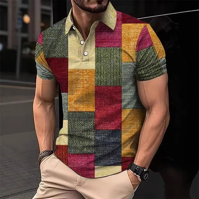 Casual Printed Striped Polo Shirt