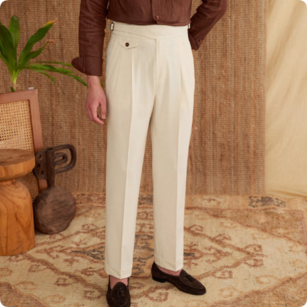 Commuting Italian Style Casual Pants For Men Light apricot