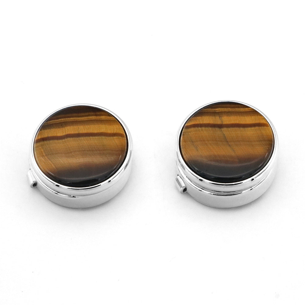 Illegal Button Men's Round Carbon Fiber Cufflink Chocolate color