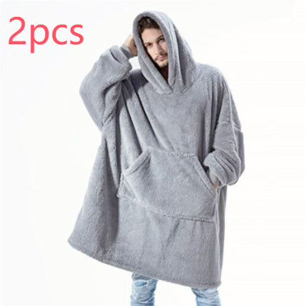 Hoodie Sweatshirt With Big Pocket Wearable Blanket