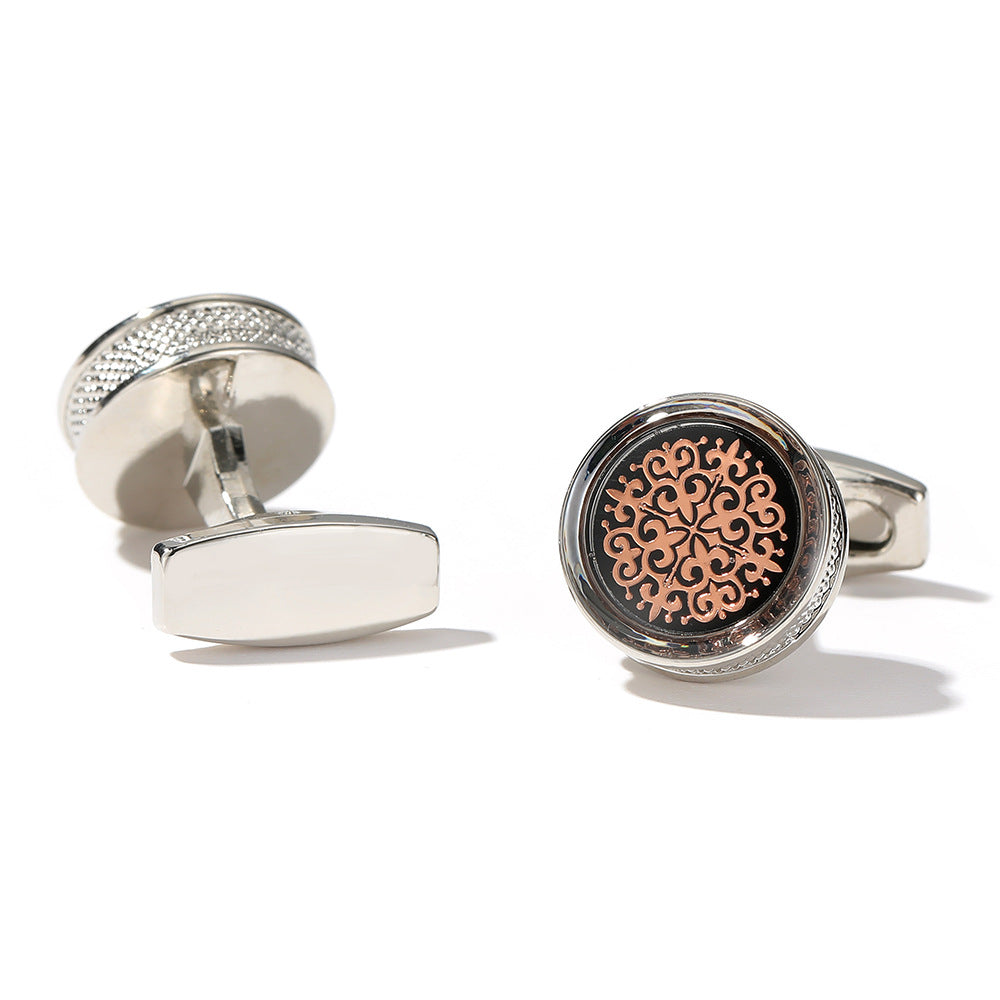 Stylish Round Gold Shirt Cufflink XK20S065 Style