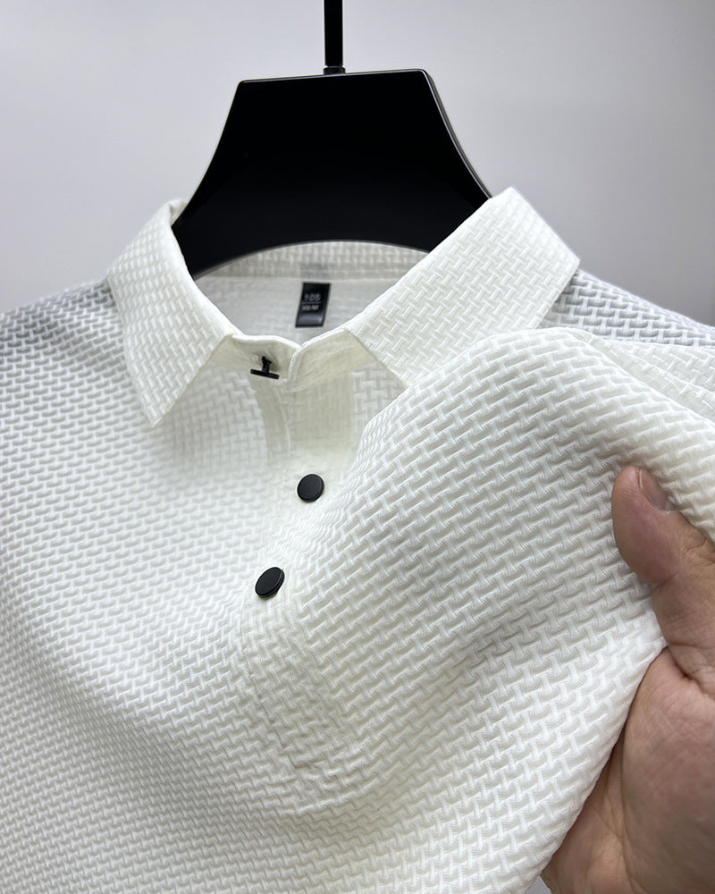 Mesh Ice Silk Short Sleeve T-shirt White 1pcs